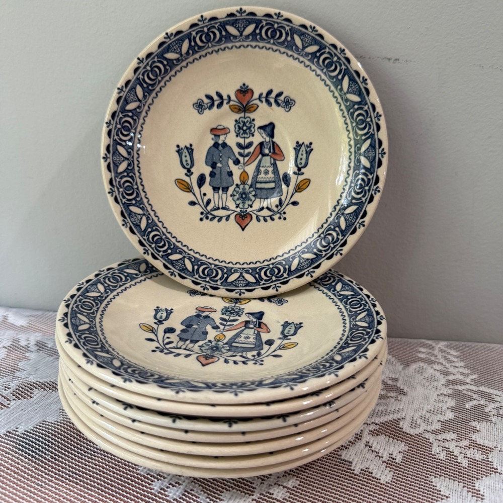 Johnson Brothers Hearts & Flowers Tea Set 16pc Cream Blue Good Folk Art Vintage
